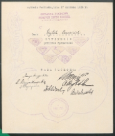 Zaświadczenie: [Inc.:] Zuch Wojtek Czerwiński otrzymuje poniższe sprawności [...]