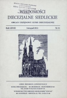 Wiadomości Diecezjalne Siedleckie : organ urzędowy Kurii Diecezjalnej R. 81 (2012) nr 11
