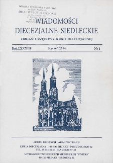 Wiadomości Diecezjalne Siedleckie : organ urzędowy Kurii Diecezjalnej R.83 (2014) nr 1