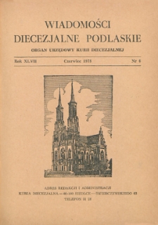 Wiadomości Diecezjalne Podlaskie R. 47 (1978) nr 6