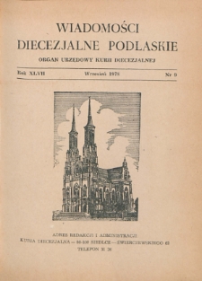 Wiadomości Diecezjalne Podlaskie R. 47 (1978) nr 9