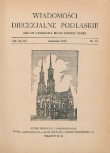 Wiadomości Diecezjalne Podlaskie R. 47 (1978) nr 12