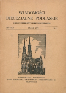Wiadomości Diecezjalne Podlaskie R. 45 (1976) nr 1