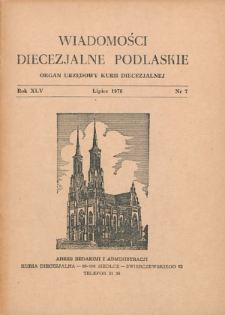 Wiadomości Diecezjalne Podlaskie R. 45 (1976) nr 7