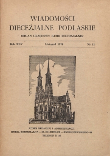 Wiadomości Diecezjalne Podlaskie R. 45 (1976) nr 11