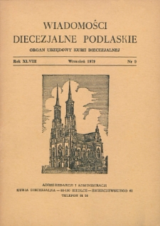 Wiadomości Diecezjalne Podlaskie R. 48 (1979) nr 9
