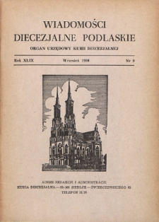 Wiadomości Diecezjalne Podlaskie : organ urzędowy Kurii Diecezjalnej R. 49 (1980) nr 9