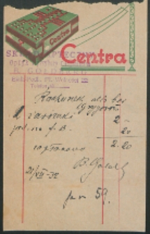 Rachunek : [Inc.:] Skład Apteczny Optyk Przybory fotograficzne B. Goldberg Biała Podlaska ul. Plac Wolności 22 [...]