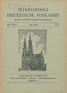 Wiadomości Diecezjalne Podlaskie R. 35 (1966) nr 5