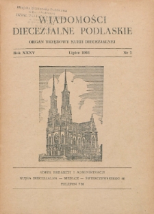 Wiadomości Diecezjalne Podlaskie R. 35 (1966) nr 7
