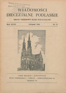 Wiadomości Diecezjalne Podlaskie R. 35 (1966) nr 11