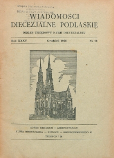 Wiadomości Diecezjalne Podlaskie R. 35 (1966) nr 12