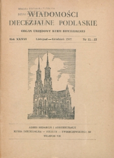 Wiadomości Diecezjalne Podlaskie R. 36 (1967) nr 11-12