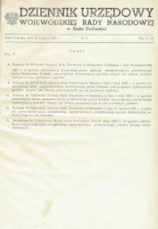 Dziennik Urzędowy Wojew&oacute;dzkiej Rady Narodowej w Białej Podlaskiej R. 8 (1982) nr 4