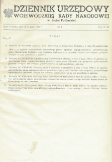 Dziennik Urzędowy Wojewódzkiej Rady Narodowej w Białej Podlaskiej R. 8 (1982) nr 4