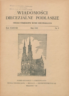 Wiadomości Diecezjalne Podlaskie R. 38 (1969) nr 5