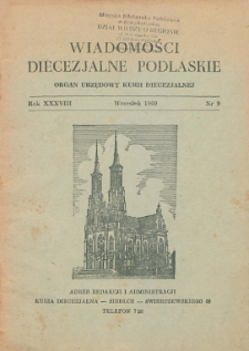 Wiadomości Diecezjalne Podlaskie R. 38 (1969) nr 9