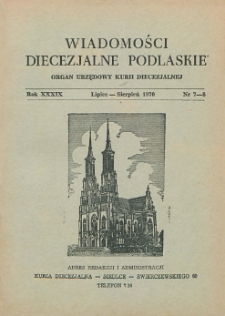Wiadomości Diecezjalne Podlaskie R. 39 (1970) nr 7-8