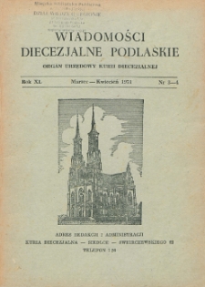 Wiadomości Diecezjalne Podlaskie R. 40 (1971) nr 3-4