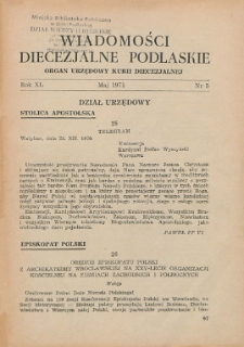 Wiadomości Diecezjalne Podlaskie R. 40 (1971) nr 5 (niepełny)