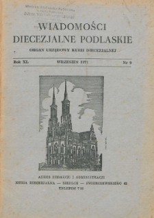 Wiadomości Diecezjalne Podlaskie R. 40 (1971) nr 9