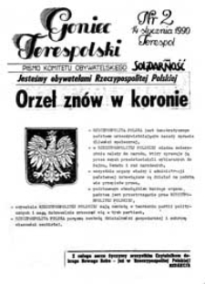 Goniec Terespolski : Pismo Przyjaciół Terespola i okolic: Pismo Stowarzyszenia Rozwoju Gminy Miejskiej Terespol : Pismo Miejskiego Ośrodka Kultury w Terespolu Nr 2 (1990)
