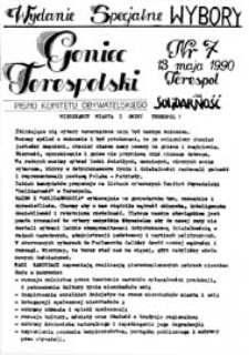 Goniec Terespolski : Pismo Przyjaciół Terespola i okolic: Pismo Stowarzyszenia Rozwoju Gminy Miejskiej Terespol : Pismo Miejskiego Ośrodka Kultury w Terespolu Nr 7 (1990)