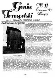Goniec Terespolski : Pismo Przyjaciół Terespola i okolic: Pismo Stowarzyszenia Rozwoju Gminy Miejskiej Terespol : Pismo Miejskiego Ośrodka Kultury w Terespolu Nr 11 (1990)