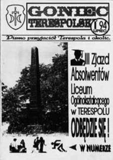 Goniec Terespolski : Pismo Przyjaciół Terespola i okolic: Pismo Stowarzyszenia Rozwoju Gminy Miejskiej Terespol : Pismo Miejskiego Ośrodka Kultury w Terespolu[Nr 24], 1 (1994)