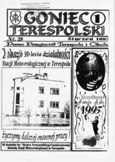 Goniec Terespolski : Pismo Przyjaciół Terespola i okolic: Pismo Stowarzyszenia Rozwoju Gminy Miejskiej Terespol : Pismo Miejskiego Ośrodka Kultury w Terespolu Nr 29, 1 (1995)