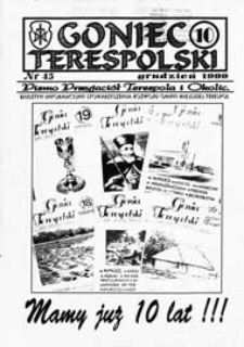Goniec Terespolski : Pismo Przyjaciół Terespola i okolic: Pismo Stowarzyszenia Rozwoju Gminy Miejskiej Terespol : Pismo Miejskiego Ośrodka Kultury w Terespolu Nr 45, 10 (1999)