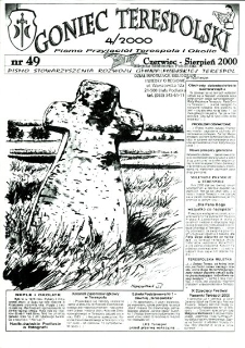 Goniec Terespolski : Pismo Przyjaciół Terespola i okolic: Pismo Stowarzyszenia Rozwoju Gminy Miejskiej Terespol : Pismo Miejskiego Ośrodka Kultury w Terespolu Nr 49, 4 (2000)