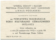 Powiatowa inauguracja roku kulturalno-oświatowego 1972-1973