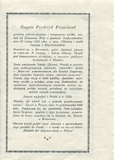 Program "Koncertu Szopenowskiego" zorganizowanego przez Komitet Dni Szopenowskich w Białej Podlaskiej w Sali Gimnazjum żeńskiego im. E. Plater, dni 16 października 1932 r. :[program]