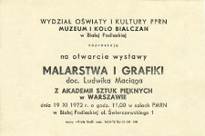 Wystawa malarstwa i grafiki doc. Ludwika Maciąga z Akademii Sztuk Pięknych, 1972