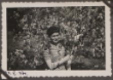 Fotografie z albumu rodziny Stanisławy Ladwiniec z Białej Podlaskiej : Stanisława Ladwiniec w sadzie przy ul. Nowej w Białej Podlaskiej