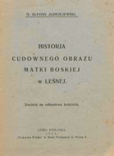 Historia Cudownego obrazu Matki Boskiej w Leśnej