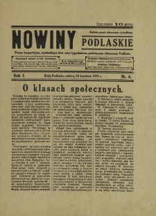 Nowiny Podlaskie: pismo bezpartyjne wychodzące dwa razy tygodniowo, poświęcone interesom Podlasia R. 1 (1931) nr 6