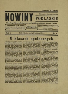 Nowiny Podlaskie: pismo bezpartyjne wychodzące dwa razy tygodniowo, poświęcone interesom Podlasia R. 1 (1931) nr 6