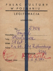 Legitymacja uczestnika Stanisławy Frydel