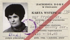 Karta wstępu do gmachu ZDOKP Stanisławy Frydel