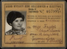 Legitymacja rencisty Stanisławy Frydel