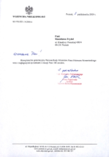 List gratulacyjny Prezesa Rady Ministrów z okazji jublileuszu 100-lecia urodzin Stanisławy Frydel