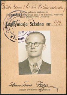 Legitymacja szkolna Stanisława Frydla