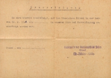 Bescheinigung - Poświadczenie zatrudnienia Stanisława Frydla