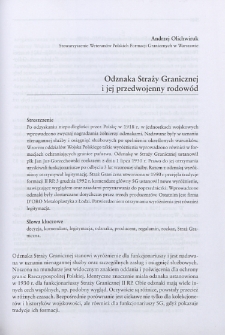 Odznaka Straży Granicznej i jej powojenny rodowód [w:] Na straży granic II Rzeczypospolitej. Studia i szkice z dziejów formacji granicznych (1924-1939)