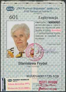 Legitymacja emeryta Stanisławy Frydel z d. Ladwiniec