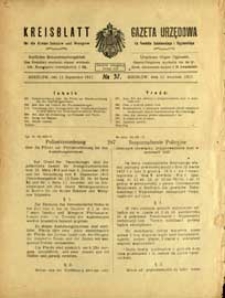 Gazeta Urzędowa : Urzędowy Organ Ogłoszeń dla Powiatów Sokołowskiego i Węgrowskiego = Kreisblatt für die Kreise Sokolow und Wengrow : Amtliches Bekanntmachungsblatt R. 2 (1917) nr 37