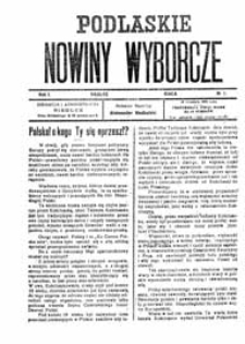Podlaskie Nowiny Wyborcze R. 1 (1922) nr 1