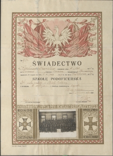 Świadectwo ukończenia szkoły podoficerskiej Stanisława Kozłowskiego